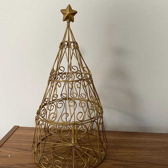 Vintage (2) Golden Wired Christmas Tree Accents with Clasp to Open Decor OS - Picture 4 of 8